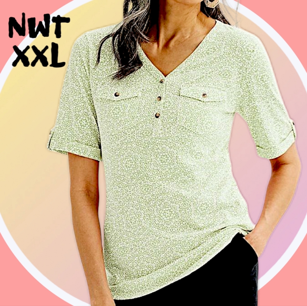 NWT XL & XXL Elbow Sleeve Utility Henley Top